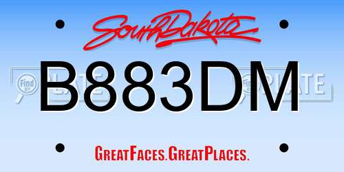 B883DM South Dakota License Plate