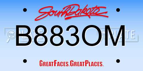 B883OM South Dakota License Plate