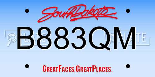 B883QM South Dakota License Plate