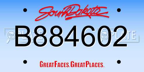 B884602 South Dakota License Plate