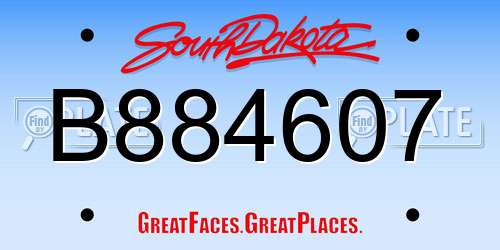 B884607 South Dakota License Plate