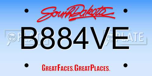 B884VE South Dakota License Plate