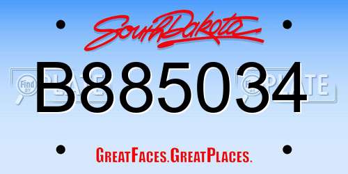 B885034 South Dakota License Plate