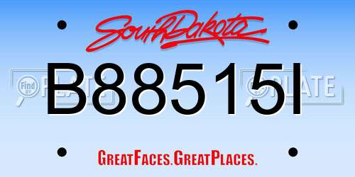 B88515I South Dakota License Plate