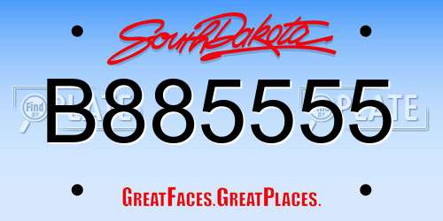 B885555 South Dakota License Plate
