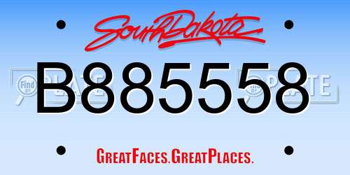 B885558 South Dakota License Plate