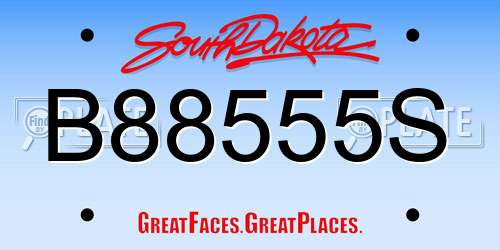 B88555S South Dakota License Plate