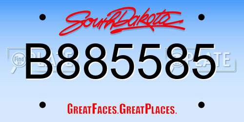 B885585 South Dakota License Plate