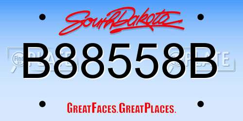 B88558B South Dakota License Plate