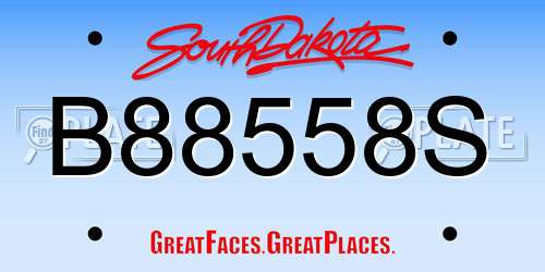 B88558S South Dakota License Plate