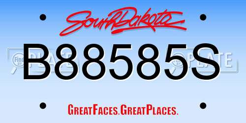 B88585S South Dakota License Plate