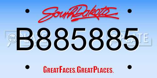 B885885 South Dakota License Plate