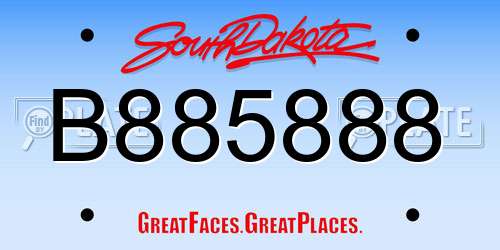 B885888 South Dakota License Plate