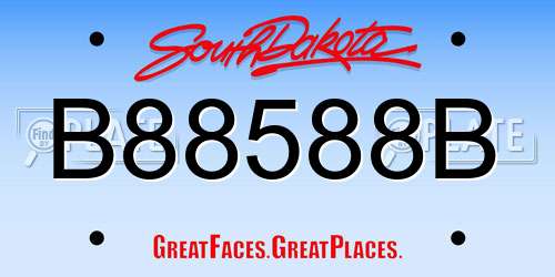 B88588B South Dakota License Plate