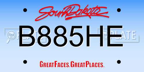 B885HE South Dakota License Plate