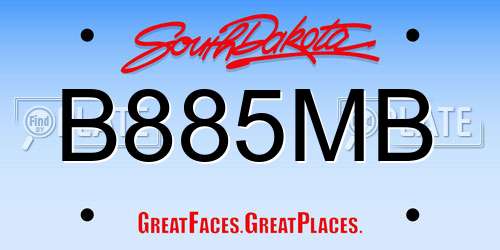 B885MB South Dakota License Plate