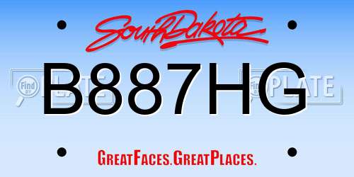 B887HG South Dakota License Plate