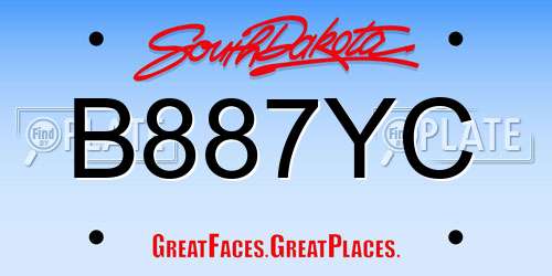 B887YC South Dakota License Plate