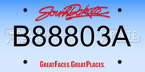 B88803A South Dakota License Plate