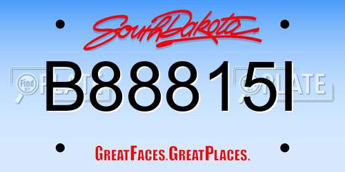 B88815I South Dakota License Plate