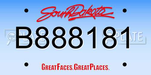 B888181 South Dakota License Plate
