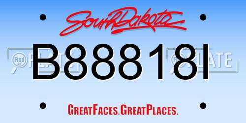 B88818I South Dakota License Plate