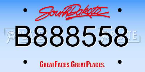 B888558 South Dakota License Plate