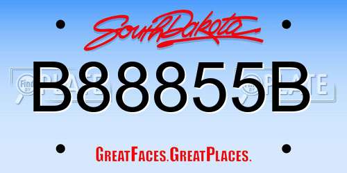 B88855B South Dakota License Plate