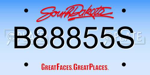 B88855S South Dakota License Plate