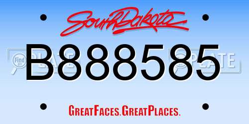 B888585 South Dakota License Plate