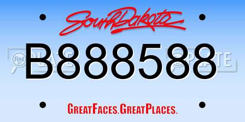 B888588 South Dakota License Plate