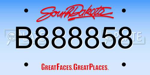 B888858 South Dakota License Plate