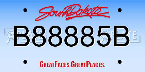 B88885B South Dakota License Plate