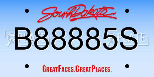 B88885S South Dakota License Plate
