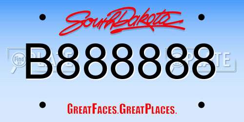 B888888 South Dakota License Plate
