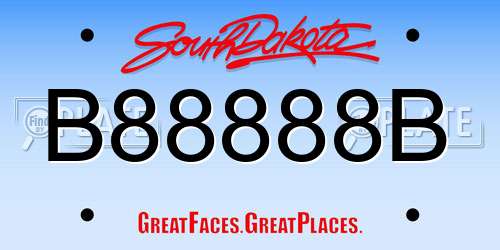 B88888B South Dakota License Plate