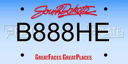 B888HE South Dakota License Plate