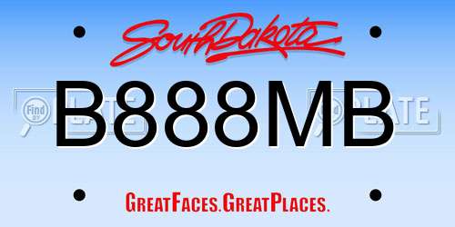 B888MB South Dakota License Plate
