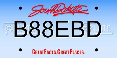 B88EBD South Dakota License Plate