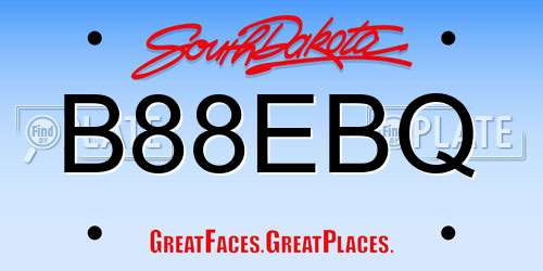 B88EBQ South Dakota License Plate
