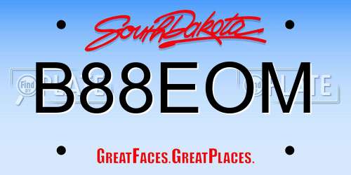 B88EOM South Dakota License Plate