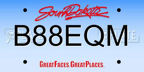 B88EQM South Dakota License Plate