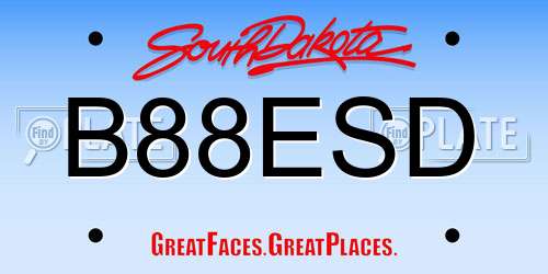 B88ESD South Dakota License Plate