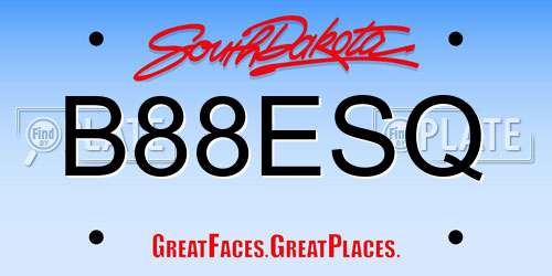 B88ESQ South Dakota License Plate