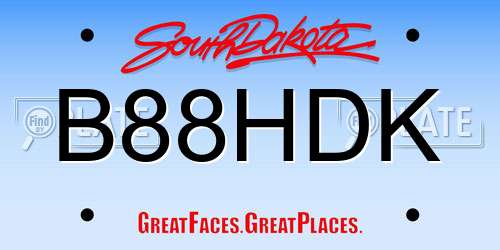 B88HDK South Dakota License Plate