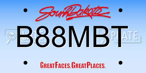 B88MBT South Dakota License Plate