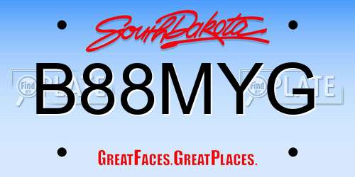 B88MYG South Dakota License Plate