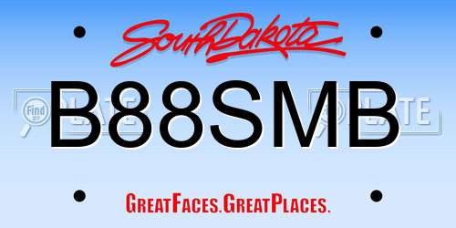 B88SMB South Dakota License Plate