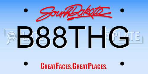B88THG South Dakota License Plate