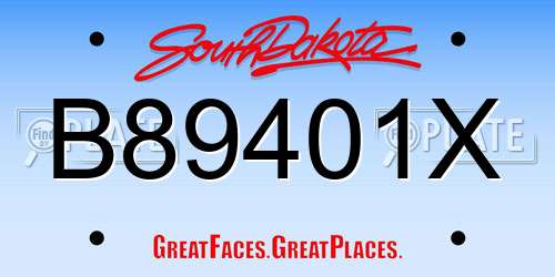 B89401X South Dakota License Plate